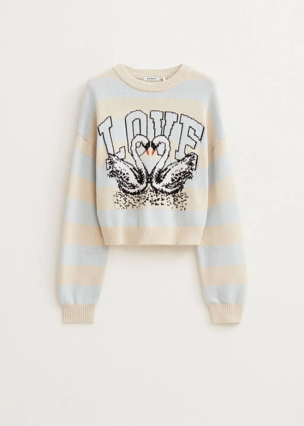 Truien En Vesten<The Sting Trui met zwanenprint lichtblauw