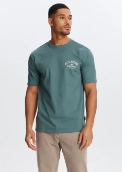 T-Shirts<The Sting T-shirt met print oester petrol