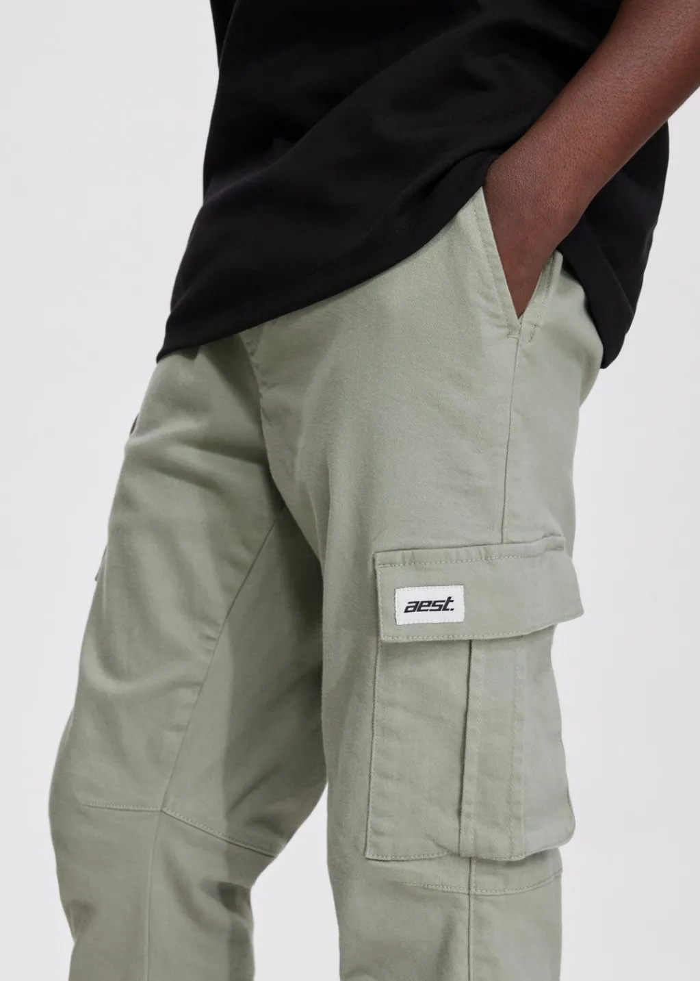 Broeken<The Sting Twill cargobroek salie groen