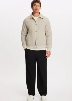 Jassen<The Sting Twill jas van wolmix zand gem&ecirc;leerd