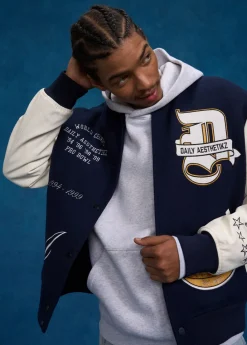 Jassen<The Sting Varsity jacket worldwide donkerblauw