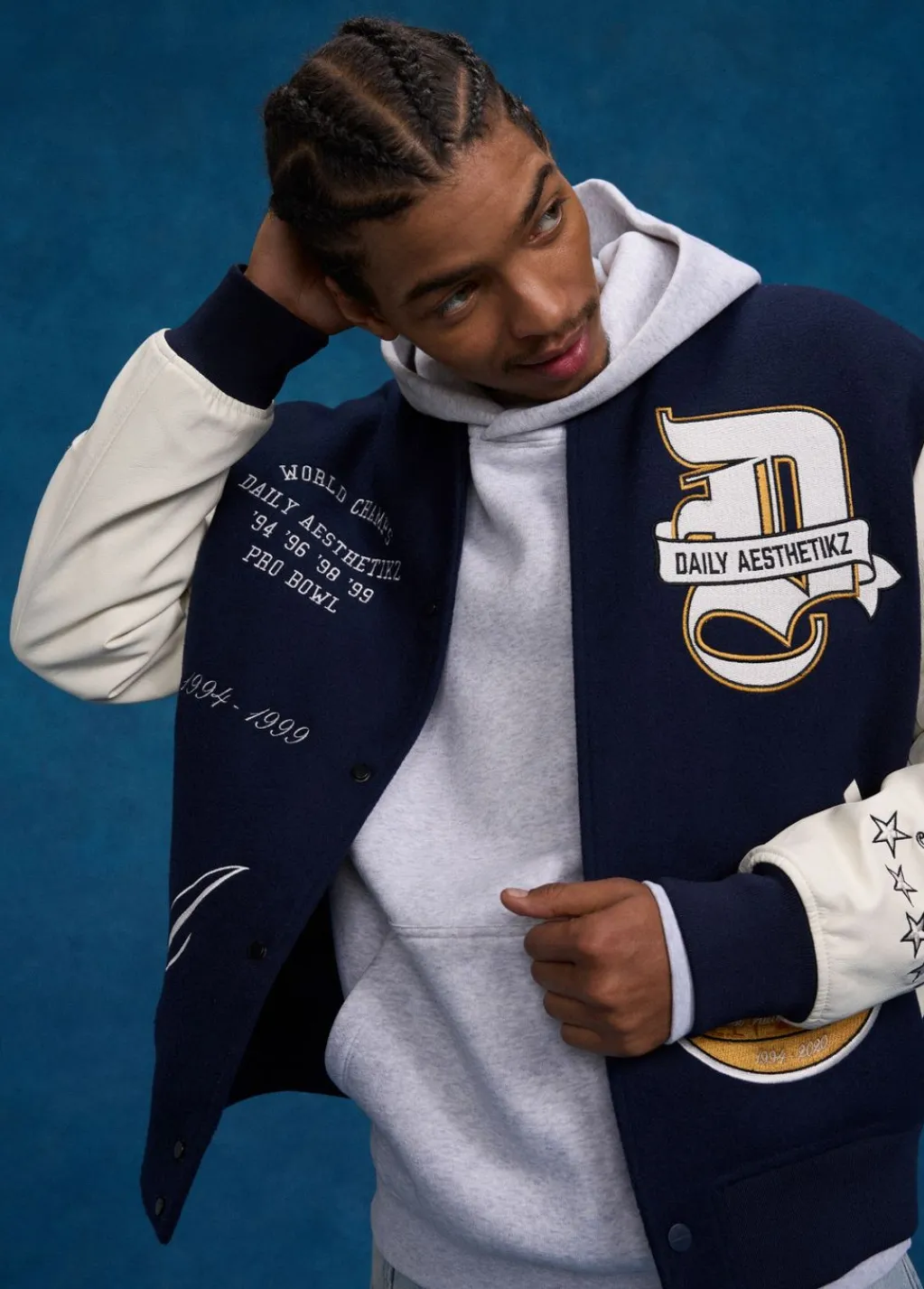 Jassen<The Sting Varsity jacket worldwide donkerblauw