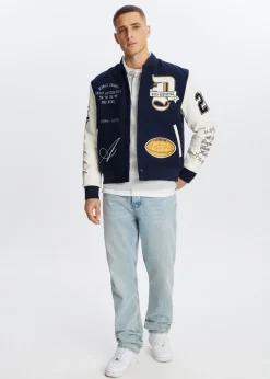 Jassen<The Sting Varsity jacket worldwide donkerblauw