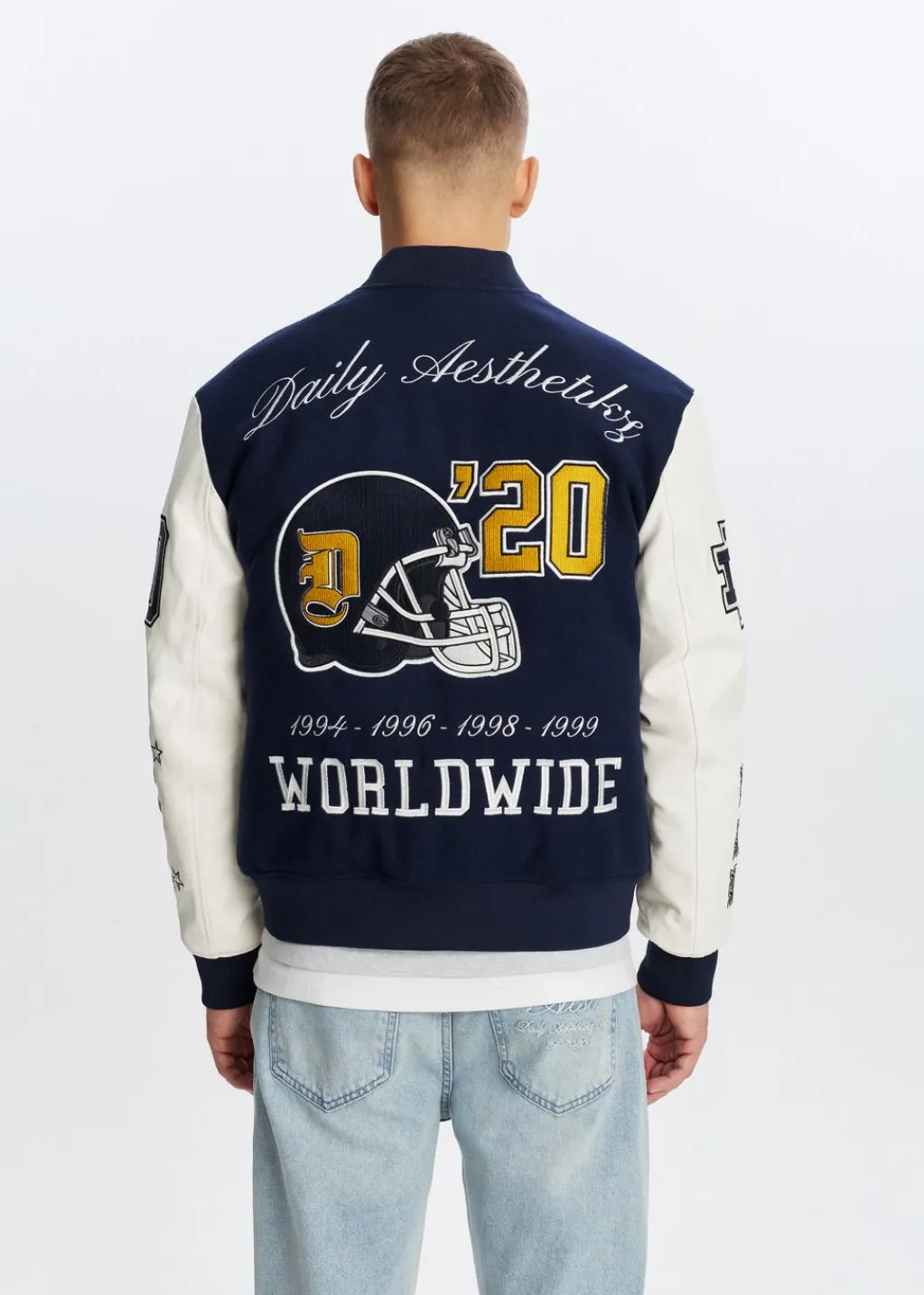 Jassen<The Sting Varsity jacket worldwide donkerblauw