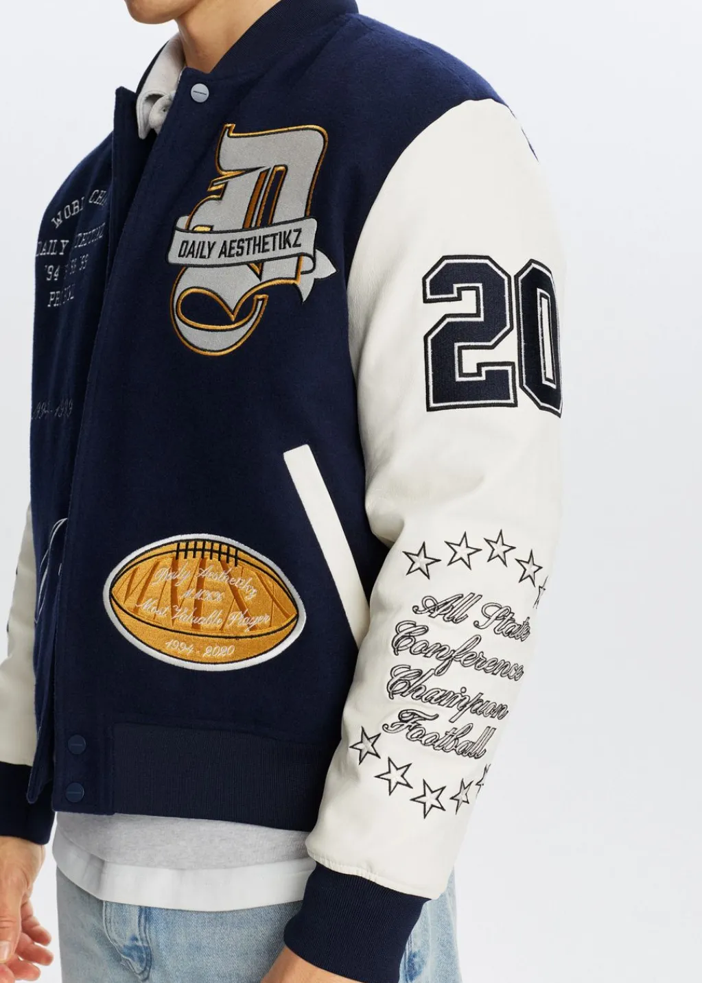 Jassen<The Sting Varsity jacket worldwide donkerblauw