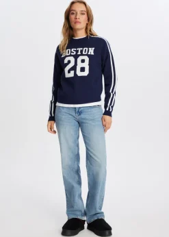 Truien En Vesten<The Sting Varsity trui donkerblauw