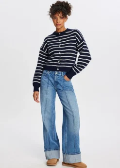 Truien En Vesten<The Sting Vest met balloon mouwen blauw, middernacht