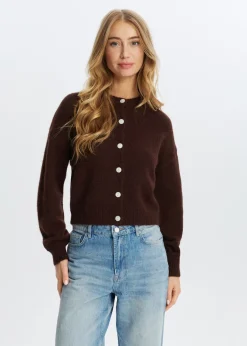 Truien En Vesten<The Sting Vest met balloon mouwen donkerbruin