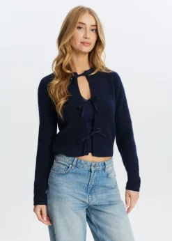 Truien En Vesten<The Sting Vest met strikjes donkerblauw