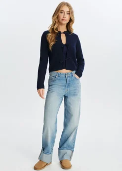 Truien En Vesten<The Sting Vest met strikjes donkerblauw