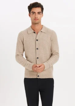 Truien En Vesten<The Sting Vest met structuurdetails zand gem&ecirc;leerd