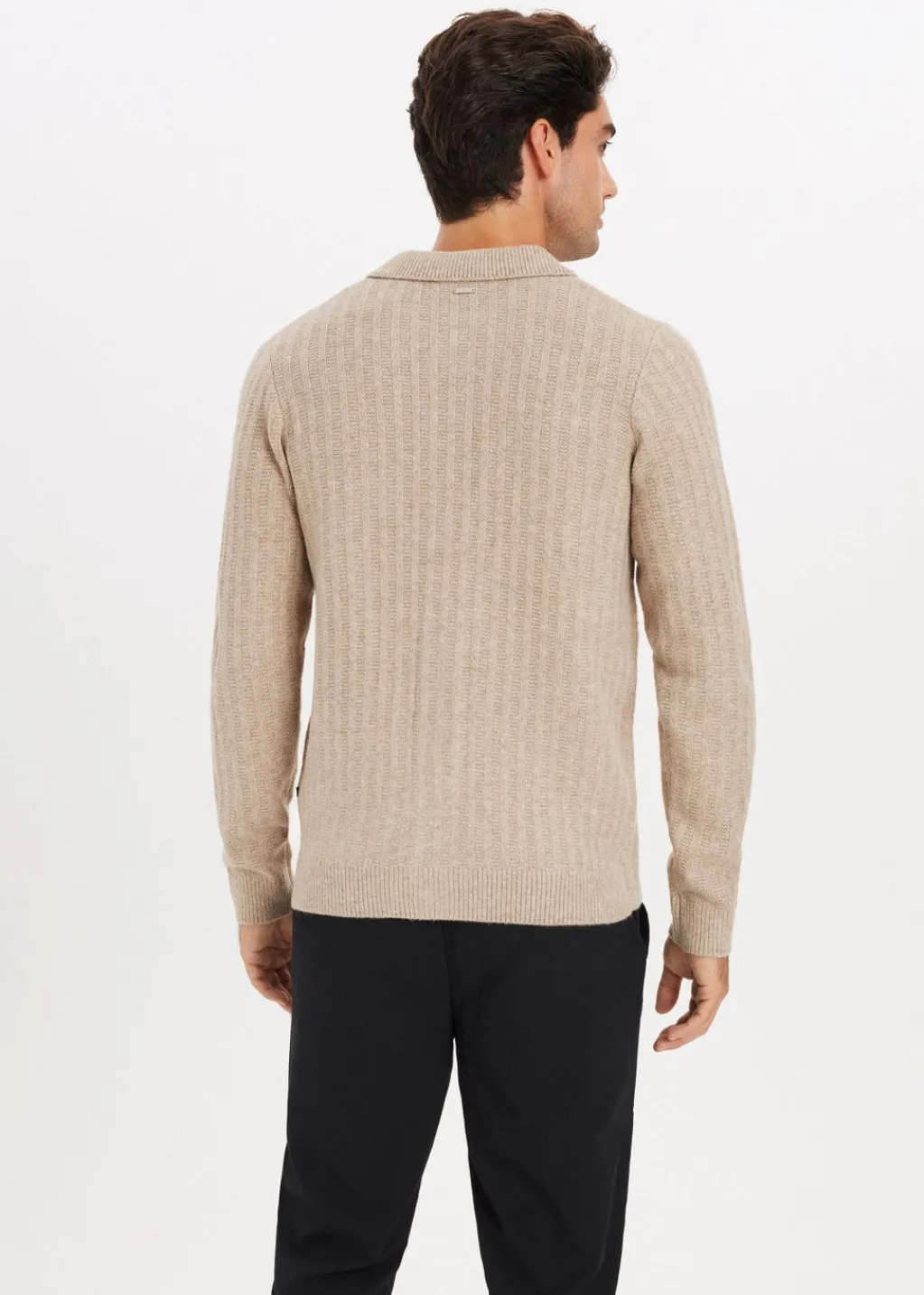 Truien En Vesten<The Sting Vest met structuurdetails zand gemêleerd