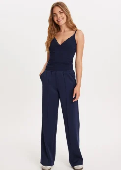 Basics|Singlets<The Sting V-hals singlet met kant donkerblauw