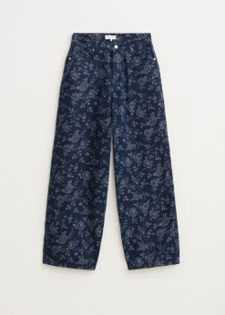 Jeans<The Sting Wide leg jeans met bloemen blauw, used dark