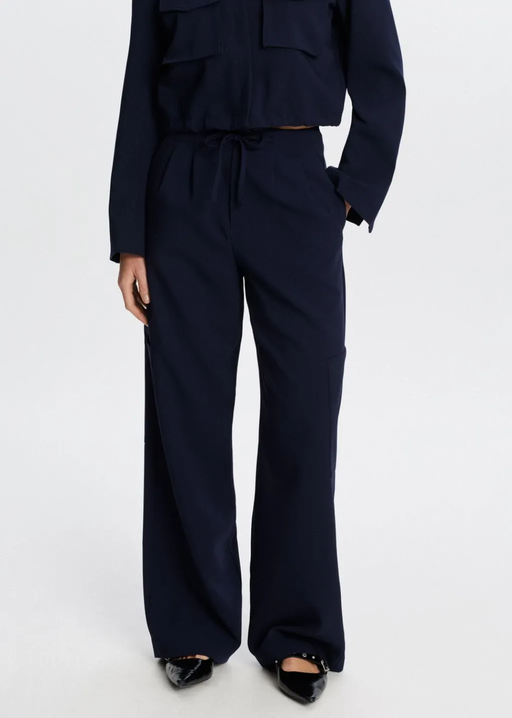 Broeken<The Sting Wijde broek met cargozakken donkerblauw
