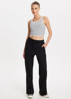 Basics|Broeken<The Sting Wijde broek met pintuck zwart