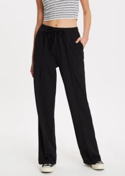 Basics|Broeken<The Sting Wijde broek met pintuck zwart