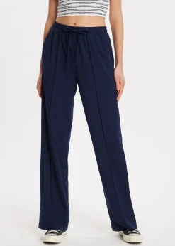 Basics|Broeken<The Sting Wijde broek met pintuck donkerblauw