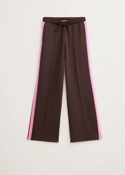 Broeken<The Sting Wijde broek met streep donkerbruin