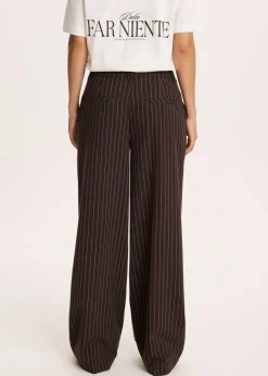 Broeken<The Sting Wijde broek met strepen donkerbruin