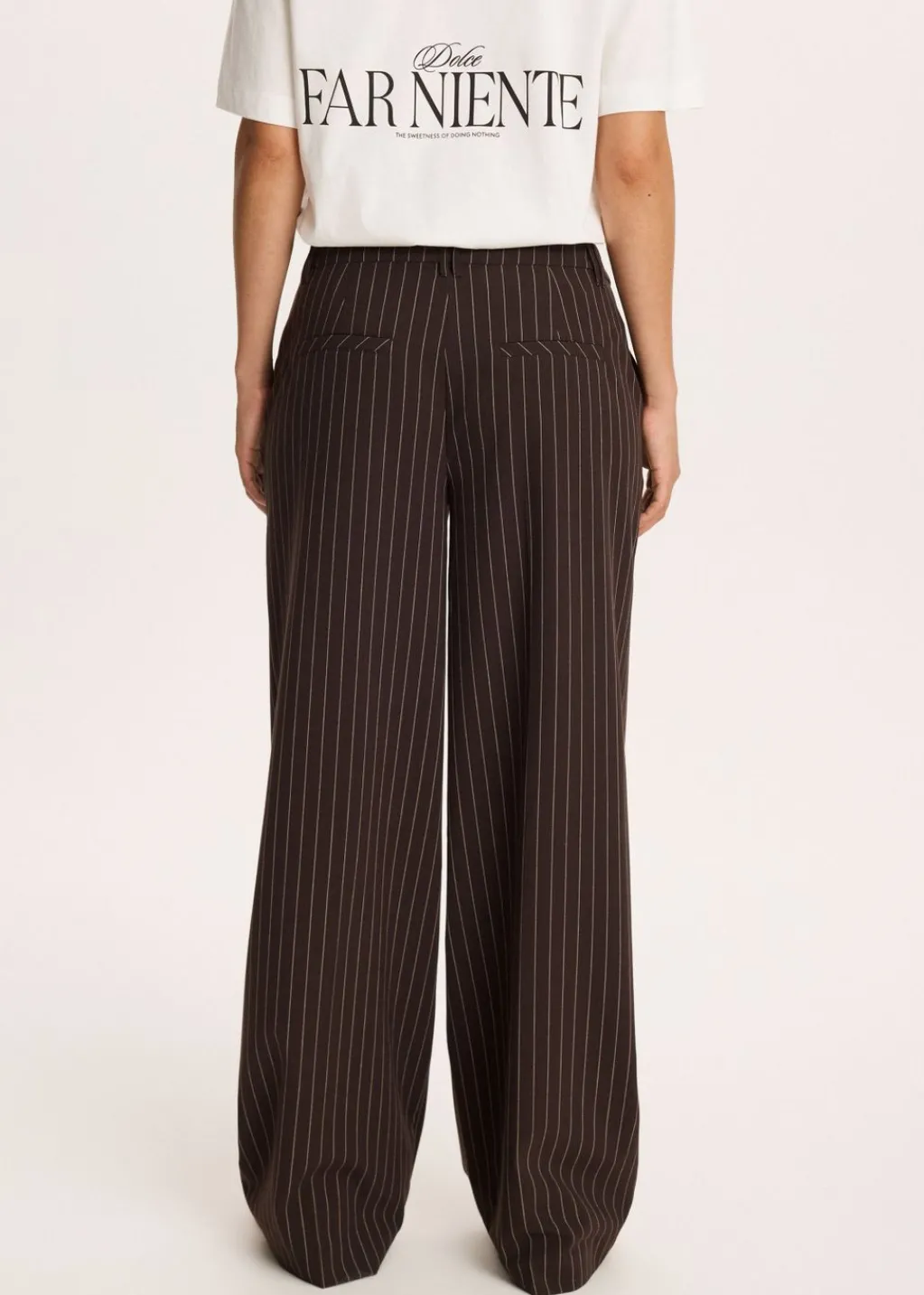 Broeken<The Sting Wijde broek met strepen donkerbruin
