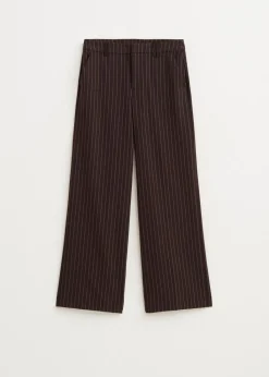 Broeken<The Sting Wijde broek met strepen donkerbruin