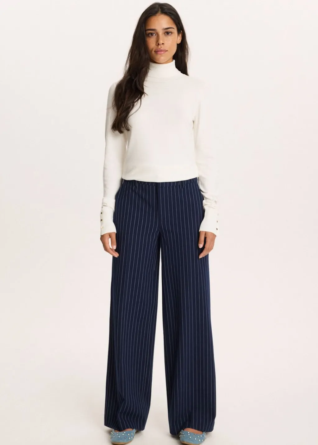 Broeken<The Sting Wijde broek met strepen donkerblauw
