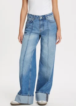 Jeans<The Sting Wijde pintuck jeans blauw, used dark