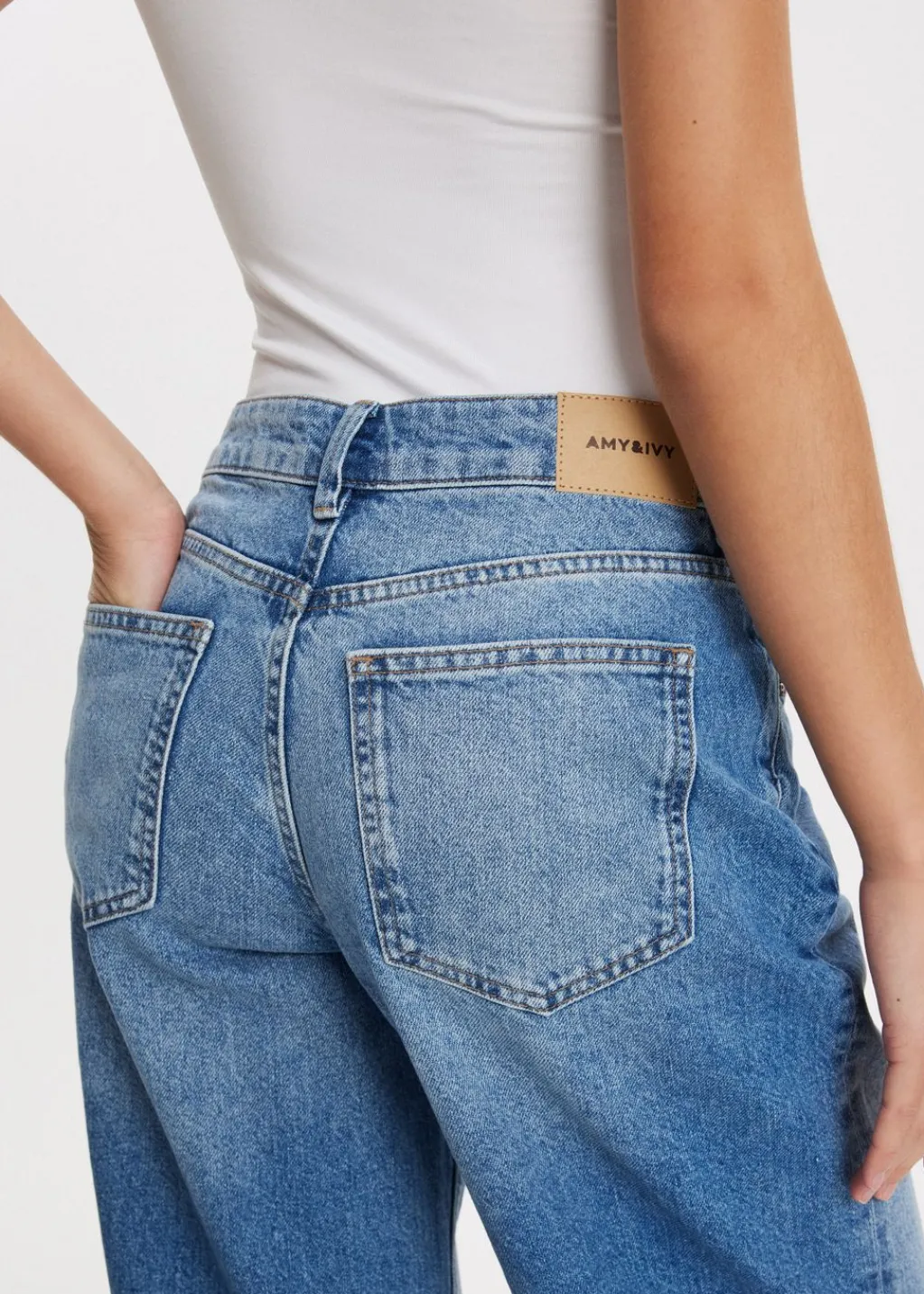 Jeans<The Sting Wijde pintuck jeans blauw, used dark