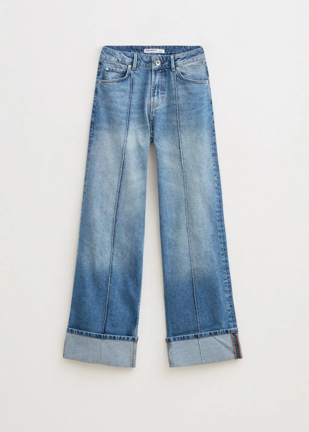 Jeans<The Sting Wijde pintuck jeans blauw, used dark
